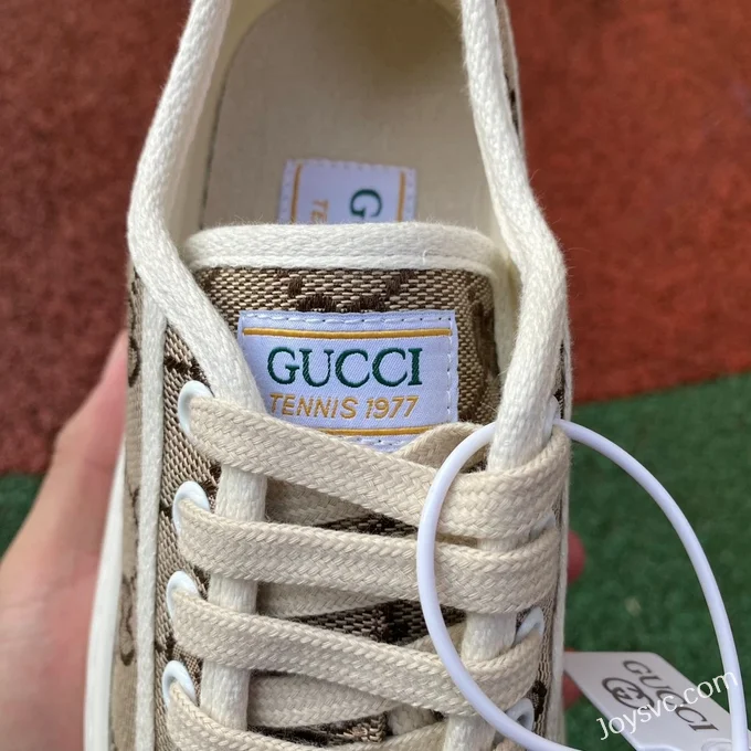 Gucci Tennis 1977 Brown Classic Series Thick Sole Canvas Shoes