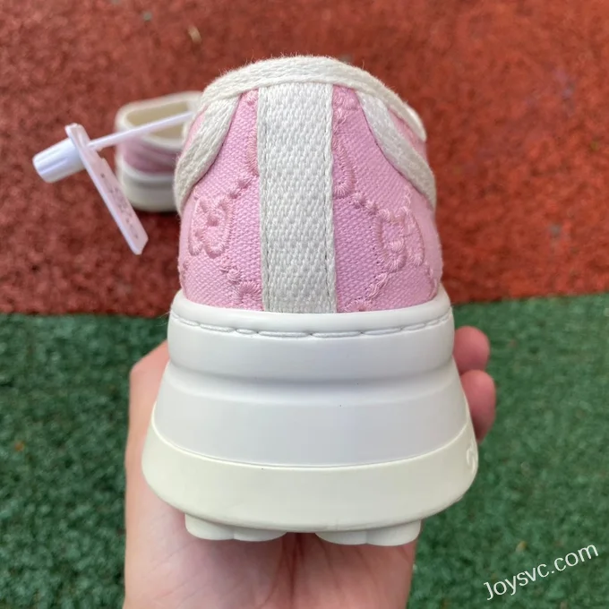 Gucci Tennis 1977 Pink White Classic Series Thick Sole Canvas Shoes