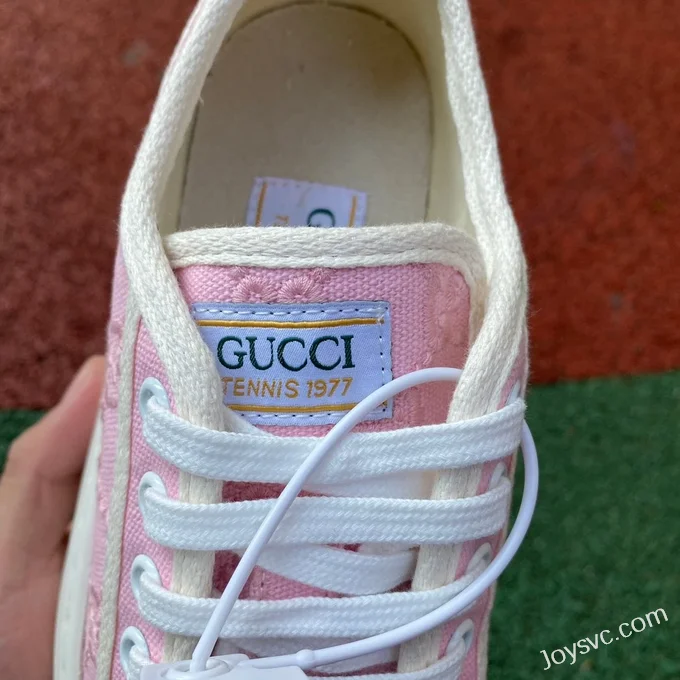 Gucci Tennis 1977 Pink White Classic Series Thick Sole Canvas Shoes