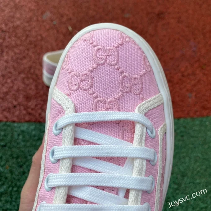 Gucci Tennis 1977 Pink White Classic Series Thick Sole Canvas Shoes