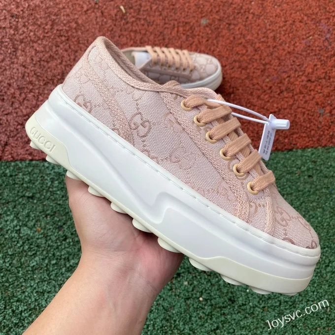 Gucci Tennis 1977 Pink Classic Series Thick Sole Canvas Shoes