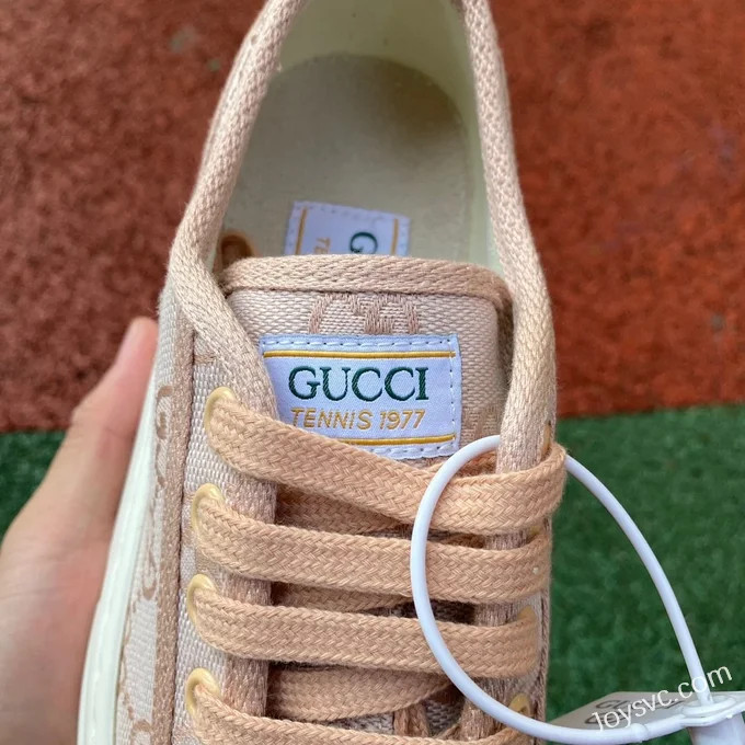 Gucci Tennis 1977 Pink Classic Series Thick Sole Canvas Shoes