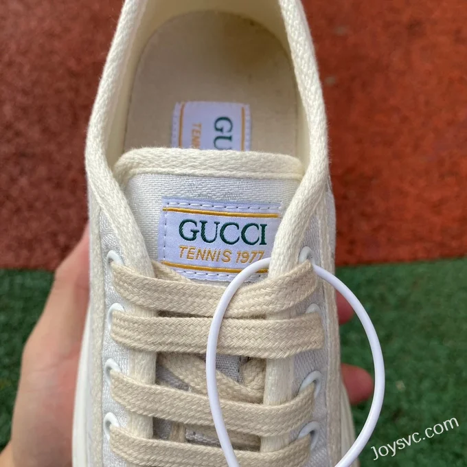 Gucci Tennis 1977 Beige Classic Series Thick Sole Canvas Shoes