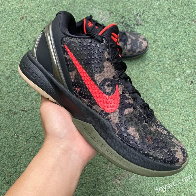 Nike Kobe 6 Camo - Black Red Basketball Shoes