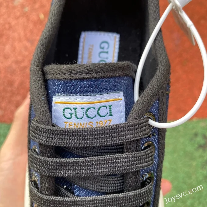 Gucci Tennis 1977 Blue Diamond Classic Series Thick Sole Canvas Shoes