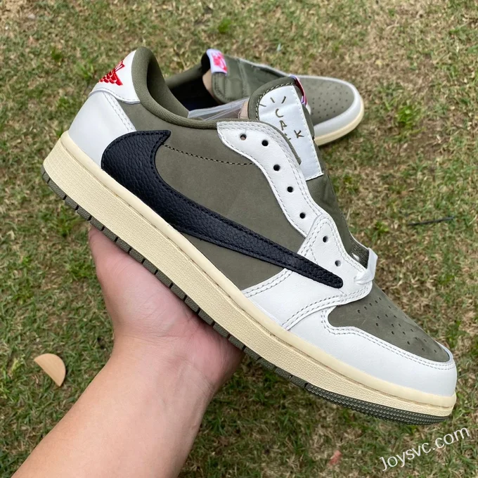 Travis Scott x Air Jordan 1 Low Golf DM7866-200 Black White Green Reverse Swoosh