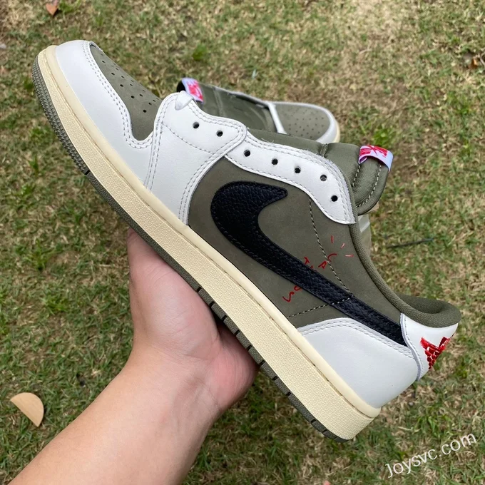 Travis Scott x Air Jordan 1 Low Golf DM7866-200 Black White Green Reverse Swoosh