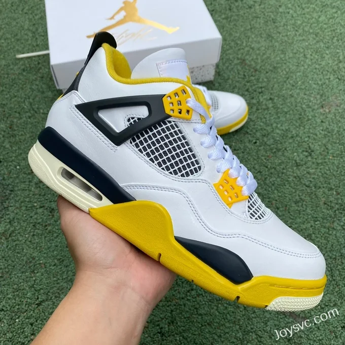 Air Jordan 4 Retro Vivid Sulfur AQ9129-101 White Orange Yellow