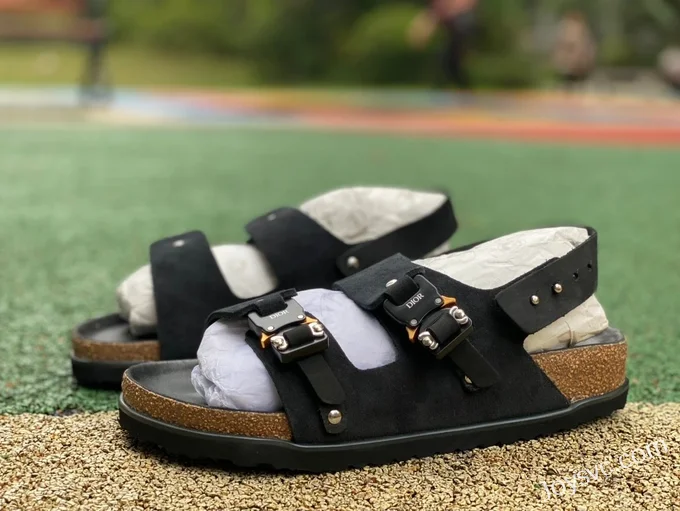 Birkenstock x Dior Milano Black Suede Sandals