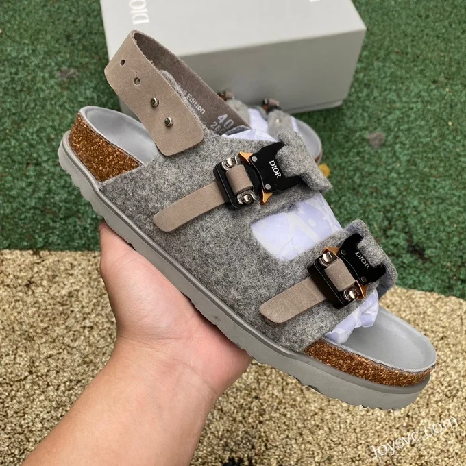 Birkenstock x Dior Milano Grey Suede Sandals