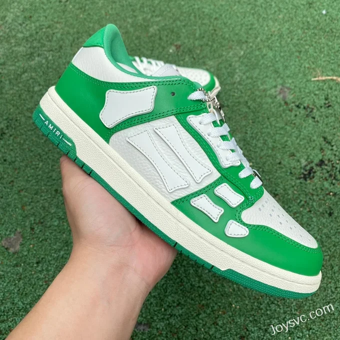 AMRI Skel-Top Low-Top Leather Sneakers in White & Green