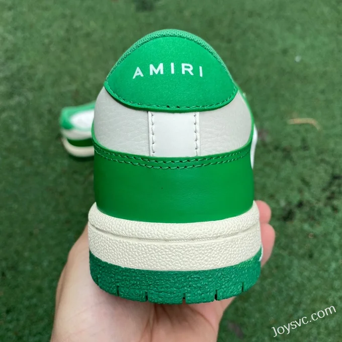 AMRI Skel-Top Low-Top Leather Sneakers in White & Green