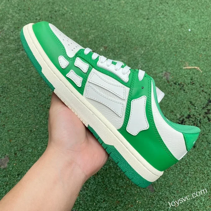 AMRI Skel-Top Low-Top Leather Sneakers in White & Green