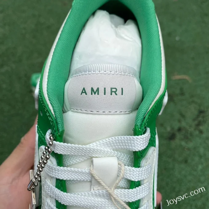 AMRI Skel-Top Low-Top Leather Sneakers in White & Green