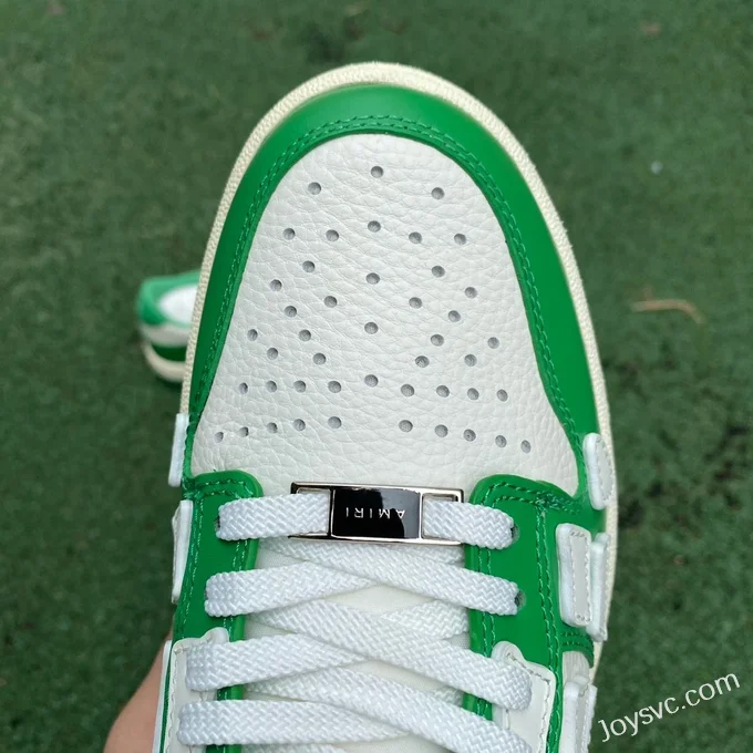 AMRI Skel-Top Low-Top Leather Sneakers in White & Green