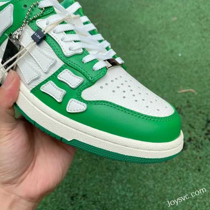 AMRI Skel-Top Low-Top Leather Sneakers in White & Green