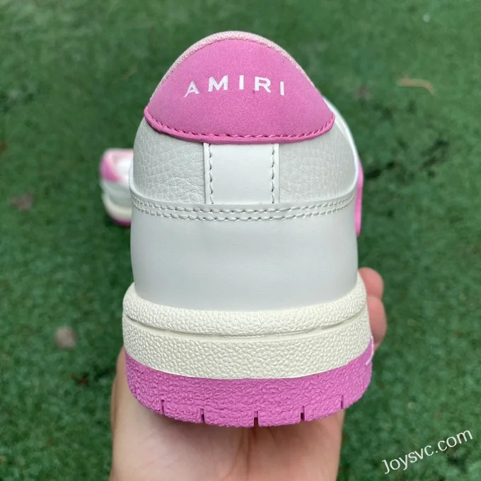 AMRI Skel-Top Low-Top Leather Sneakers in White & Pink