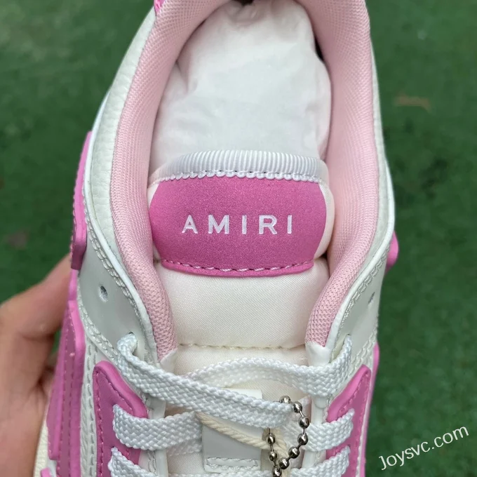 AMRI Skel-Top Low-Top Leather Sneakers in White & Pink