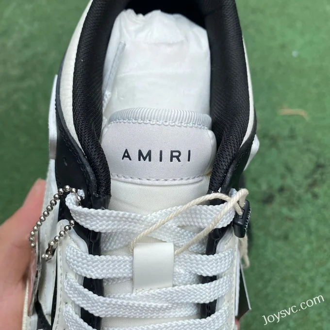 AMRI Skel-Top Low-Top Leather Sneakers in White & Black