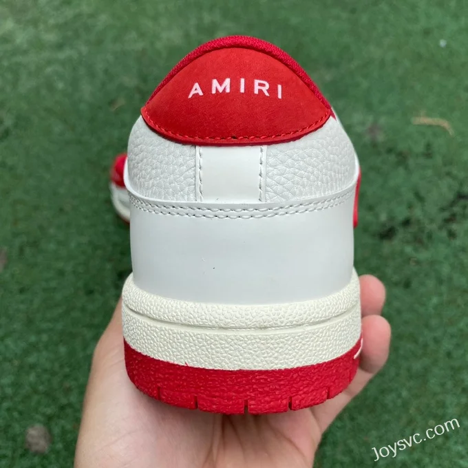 AMRI Skel-Top Low-Top Leather Sneakers in White & Red