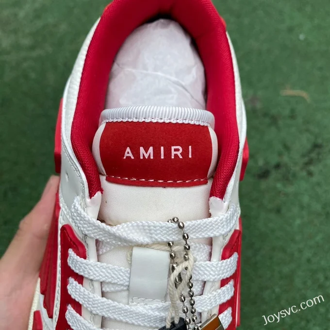 AMRI Skel-Top Low-Top Leather Sneakers in White & Red