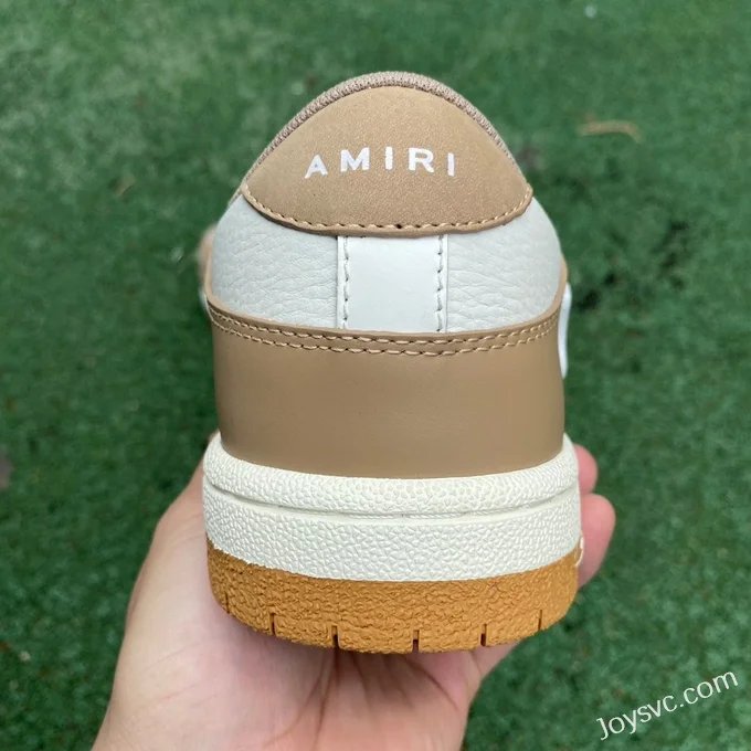 AMRI Skel-Top Low-Top Leather Sneakers in White & Brown