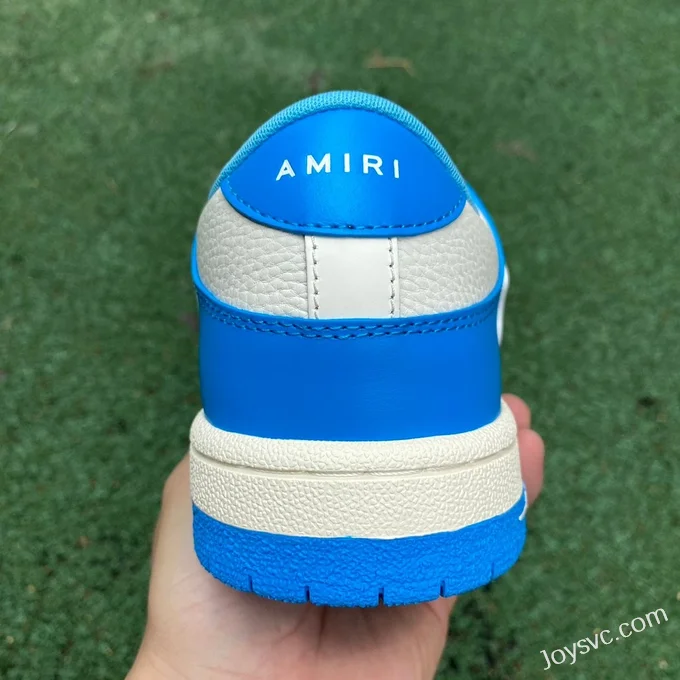 AMRI Skel-Top Low-Top Leather Sneakers in White & Blue