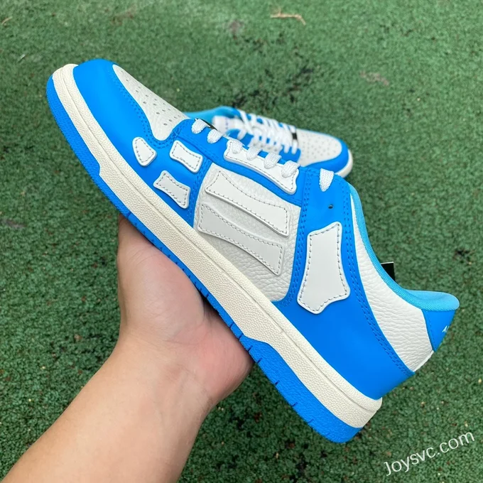 AMRI Skel-Top Low-Top Leather Sneakers in White & Blue