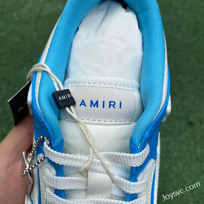 AMRI Skel-Top Low-Top Leather Sneakers in White & Blue