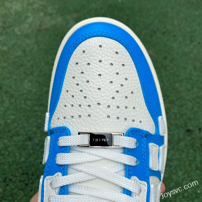 AMRI Skel-Top Low-Top Leather Sneakers in White & Blue