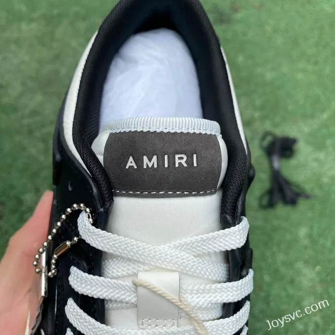 AMRI Skel-Top Low-Top Leather Sneakers in Black & White