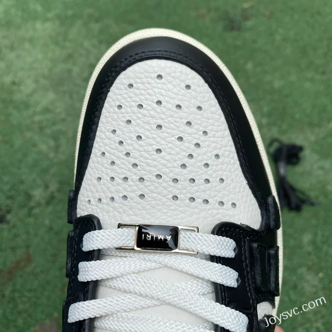 AMRI Skel-Top Low-Top Leather Sneakers in Black & White