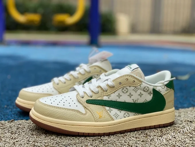 Travis Scott x Louis Vuitton x Air Jordan 1 Low LX1988-300 Yellow Green Retro