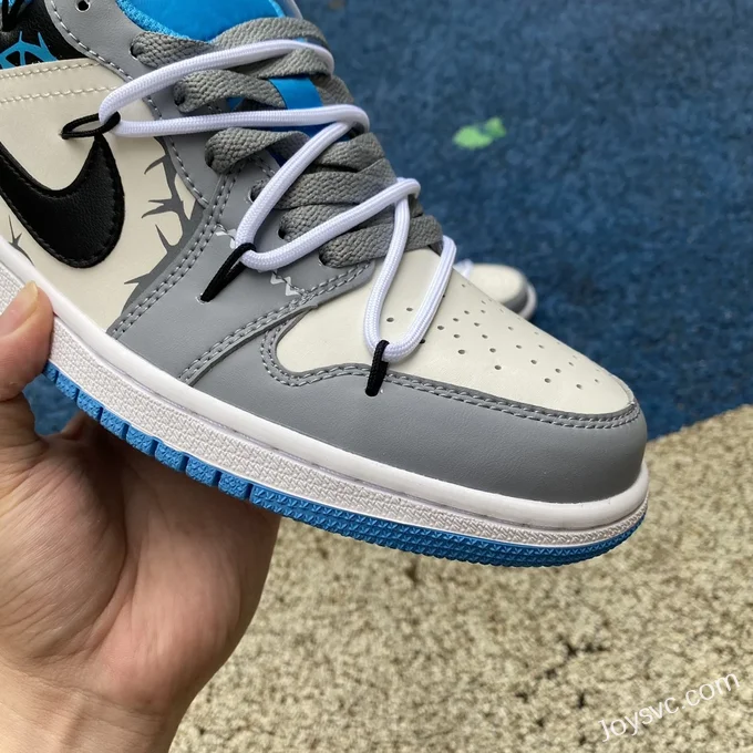 Air Jordan 1 Low 553558-174 Grey Blue Strap Retro