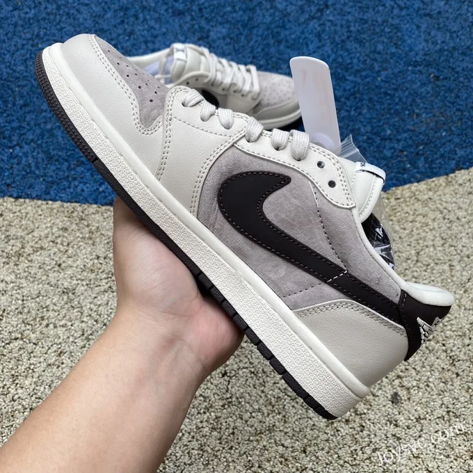 Travis Scott x Louis Vuitton x Air Jordan 1 Low LX1988-100 White Grey Brown Retro