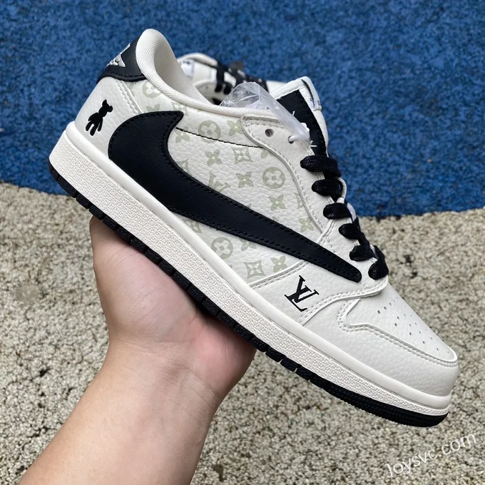 Travis Scott x Louis Vuitton x Air Jordan 1 Low SJ2068-002 White Grey Brown Retro