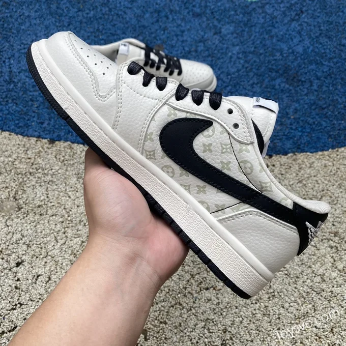 Travis Scott x Louis Vuitton x Air Jordan 1 Low SJ2068-002 White Grey Brown Retro