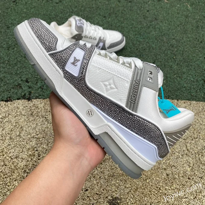 Louis Vuitton Trainer Crystal White Grey Pure Version