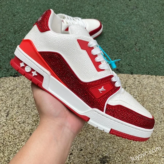 Louis Vuitton Trainer Crystal White Red Pure Version