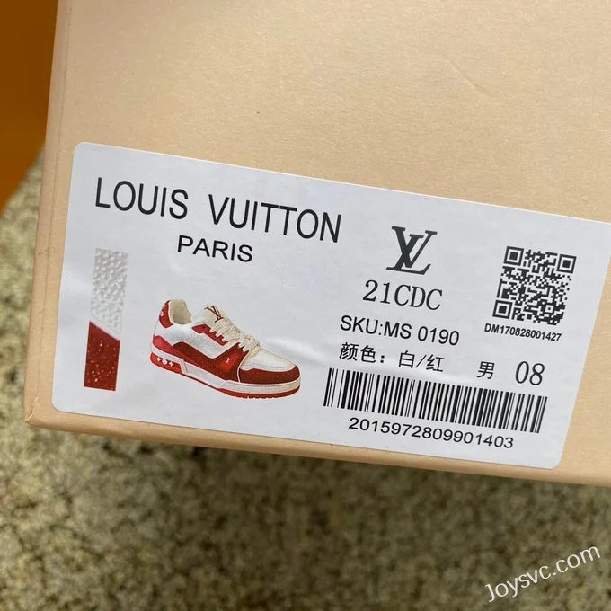 Louis Vuitton Trainer Crystal White Red Pure Version