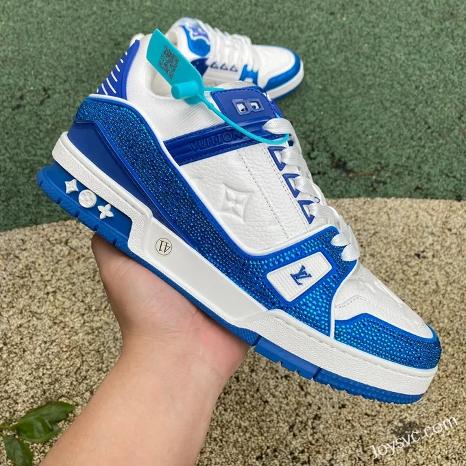 Louis Vuitton Trainer Crystal White Blue Pure Version