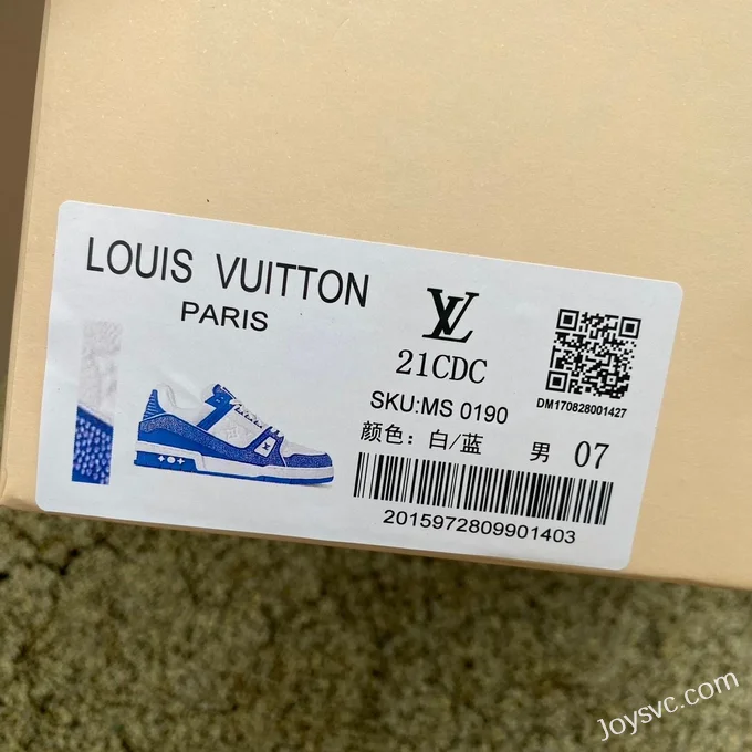 Louis Vuitton Trainer Crystal White Blue Pure Version