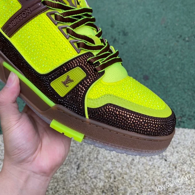 Louis Vuitton Trainer Crystal Fluorescent Green Brown Pure Version