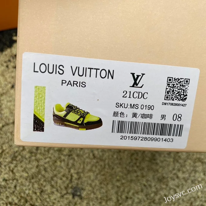 Louis Vuitton Trainer Crystal Fluorescent Green Brown Pure Version