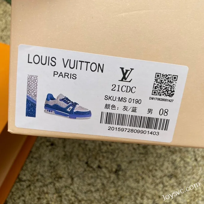 Louis Vuitton Trainer Crystal Black Grey Blue Pure Version