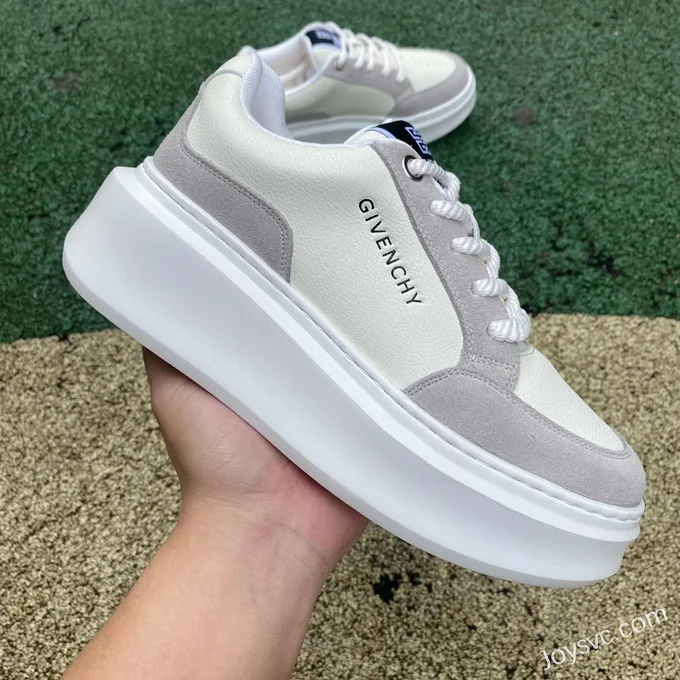 Givenchy City Court Leather Sneakers in White & Grey