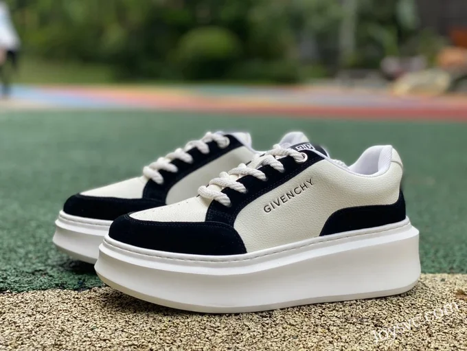 Givenchy City Court Leather Sneakers in White & Black