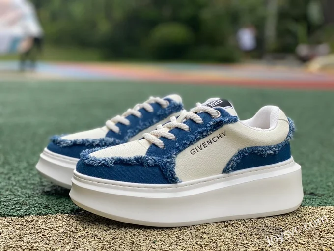 Givenchy City Court Leather Sneakers in White & Blue