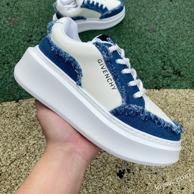 Givenchy City Court Leather Sneakers in White & Blue