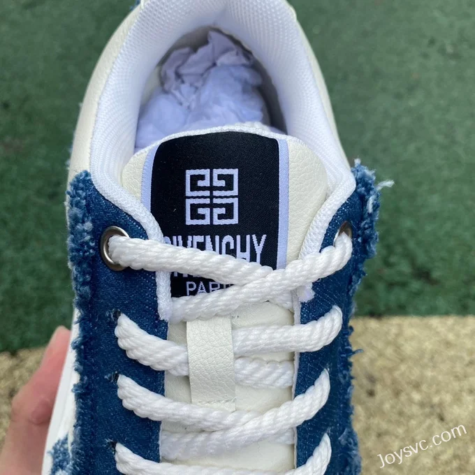 Givenchy City Court Leather Sneakers in White & Blue